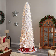 Load image into Gallery viewer, 11&#39; Slim White Artificial Christmas Tree with 950 Warm White LED Lights and 2836 Bendable Branches - zzhomelifestyle