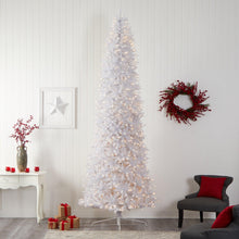 Load image into Gallery viewer, 12&#39; Slim White Artificial Christmas Tree with 1100 Warm White LED Lights and 3235 Bendable Branches - zzhomelifestyle