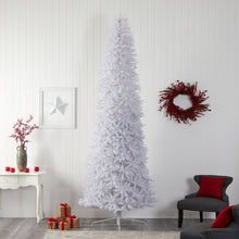 Load image into Gallery viewer, 12&#39; Slim White Artificial Christmas Tree with 1100 Warm White LED Lights and 3235 Bendable Branches - zzhomelifestyle