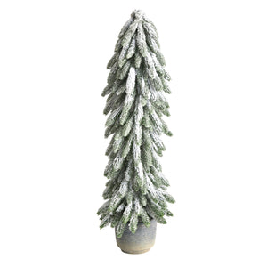 33" Flocked Artificial Christmas Tree in Decorative Planter - zzhomelifestyle