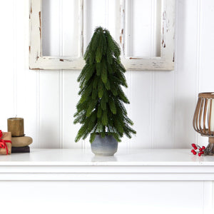 21" Christmas Pine Artificial Tree in Decorative Planter - zzhomelifestyle