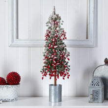 Load image into Gallery viewer, 30&quot; Flocked Berry Artificial Christmas Tree in Decorative Planter - zzhomelifestyle