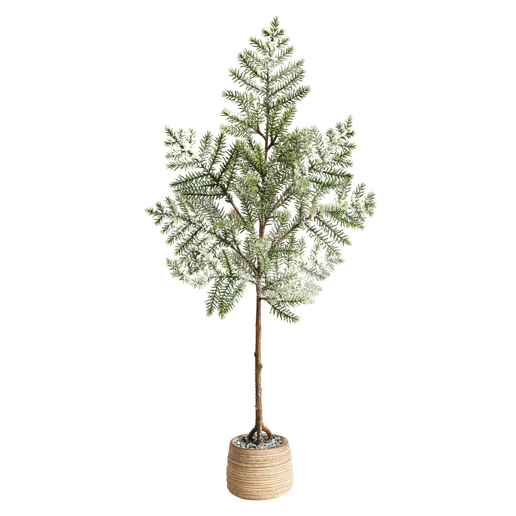 35'' Frosted Pine Artificial Christmas Tree in Decorative Planter - zzhomelifestyle