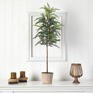 3.5' Winniepeg Artificial Pine Tree in Decorative Planter - zzhomelifestyle