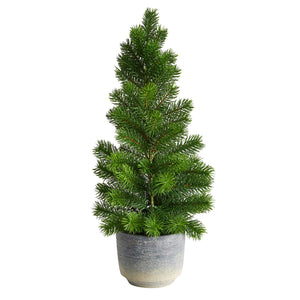 22" Christmas Pine Artificial Tree in Decorative Planter - zzhomelifestyle