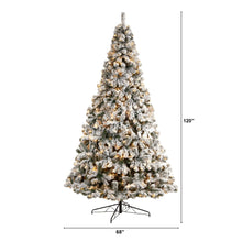 Load image into Gallery viewer, 10&#39; Flocked West Virginia Fir Artificial Christmas Tree with 800 Clear LED Lights and 1680 Tips - zzhomelifestyle
