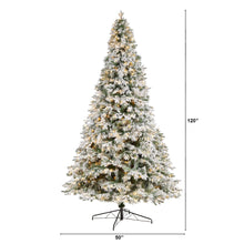 Load image into Gallery viewer, 10&#39; Flocked Vermont Mixed Pine Christmas Tree with 800 LED Lights and 2200 Bendable Branches - zzhomelifestyle