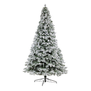 10' Flocked Vermont Mixed Pine Christmas Tree with 800 LED Lights and 2200 Bendable Branches - zzhomelifestyle