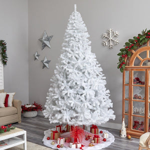 10' White Artificial Christmas Tree with 2200 Bendable Branches and 800 LED Lights - zzhomelifestyle