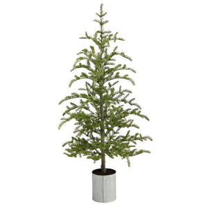 5.5' Pre-Lit Pine Artificial Christmas Tree in Decorative Planter with 150 Lights - zzhomelifestyle