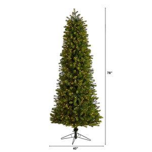 7.5' Slim Colorado Mountain Spruce Tree with 600 (Multifunction) Warm White Micro LED Lights - zzhomelifestyle
