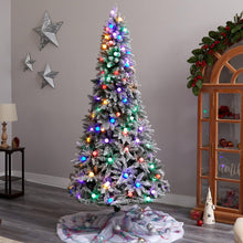 Load image into Gallery viewer, 8.5&#39; Flocked British Columbia Mountain Fir Tree with 120 Multi Color Globe Bulbs and 1513 Branches - zzhomelifestyle