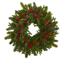 Load image into Gallery viewer, 22&quot; Pine, Pinecone and Berry Artificial Wreath - zzhomelifestyle