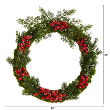 Load image into Gallery viewer, 20&quot; Iced Pine and Berries Artificial Christmas Wreath - zzhomelifestyle