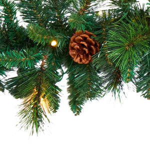 6' Mixed Pine and Pinecone Artificial Garland with 35 Clear LED Lights - zzhomelifestyle