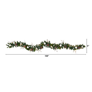 9' Ornament and Pinecone Artificial Christmas Garland with 50 Clear LED Lights - zzhomelifestyle
