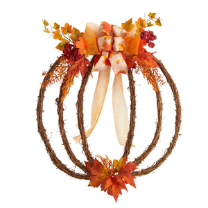 26" Autumn Pumpkin Artificial Vine Fall Wreath - zzhomelifestyle
