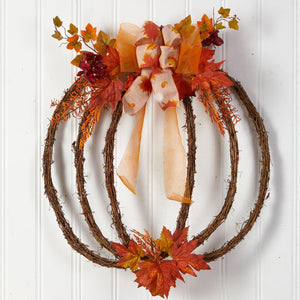 26" Autumn Pumpkin Artificial Vine Fall Wreath - zzhomelifestyle