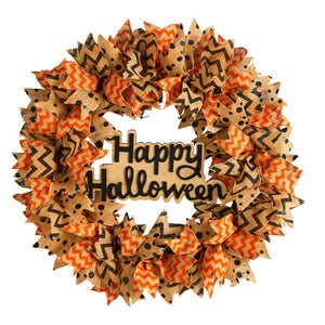 30" Halloween Burlap Ribbon Wreath - zzhomelifestyle