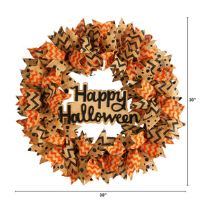 30" Halloween Burlap Ribbon Wreath - zzhomelifestyle