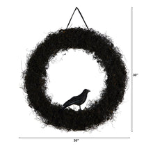 Load image into Gallery viewer, 30&quot; Halloween Black Raven Twig Wreath - zzhomelifestyle