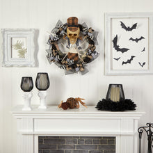 Load image into Gallery viewer, 24&quot; Halloween Skull in Plaid Mesh Wreath - zzhomelifestyle