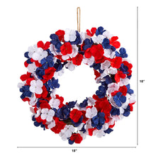 Load image into Gallery viewer, 18&quot; Americana Patriotic Hydrangea Artificial Wreath Red White and Blue - zzhomelifestyle
