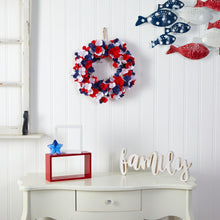 Load image into Gallery viewer, 18&quot; Americana Patriotic Hydrangea Artificial Wreath Red White and Blue - zzhomelifestyle