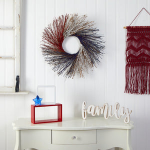 24" Americana Twig Wreath Red White and Blue - zzhomelifestyle