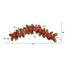 Load image into Gallery viewer, 6&#39; Fall Hydrangea and Berry Artificial Autumn Garland - zzhomelifestyle