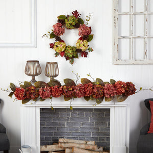 6' Fall Hydrangea and Berry Artificial Autumn Garland - zzhomelifestyle