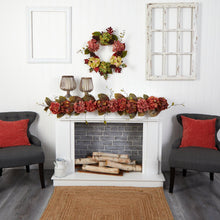 Load image into Gallery viewer, 6&#39; Fall Hydrangea and Berry Artificial Autumn Garland - zzhomelifestyle