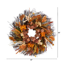 Load image into Gallery viewer, 22&quot; Autumn Dahlia and Berries Artificial Fall Wreath - zzhomelifestyle