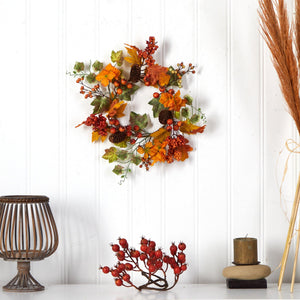 6.5" Autumn Hydrangea and Pinecones Artificial Wreath (Set of 2) - zzhomelifestyle