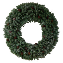 Load image into Gallery viewer, 5&#39; Giant Flocked Christmas Wreath with Pinecones, 400 Clear LED Lights and 760 Bendable Branches - zzhomelifestyle