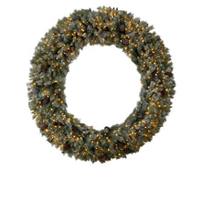 Load image into Gallery viewer, 6&#39; Giant Flocked Christmas Wreath with Pinecones, 600 Clear LED Lights and 1000 Bendable Branches - zzhomelifestyle