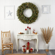 Load image into Gallery viewer, 4&#39; Large Flocked Christmas Wreath with Pinecones, 150 Clear LED Lights and 330 Bendable Branches - zzhomelifestyle