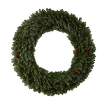 Load image into Gallery viewer, 5&#39; Flocked Artificial Christmas Wreath with Pinecones, 300 Clear LED Lights and 680 Bendable Branches - zzhomelifestyle