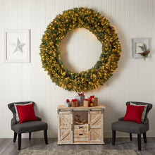 Load image into Gallery viewer, 6&#39; Giant Flocked Christmas Wreath with Pinecones, 400 Clear LED Lights and 920 Bendable Branches - zzhomelifestyle
