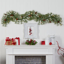 Load image into Gallery viewer, 6&#39; North Carolina Pine Artificial Christmas Garland with 30 Warm White LED Lights and Pinecones - zzhomelifestyle