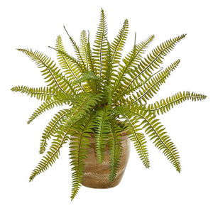 10” Fern Artificial Plant in Ceramic Planter - zzhomelifestyle