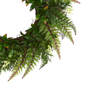 23” Assorted Fern Wreath UV Resistant (Indoor/Outdoor) - zzhomelifestyle