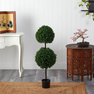 3.5’ Boxwood Double Ball Artificial Topiary Tree UV Resistant (Indoor/Outdoor) - zzhomelifestyle