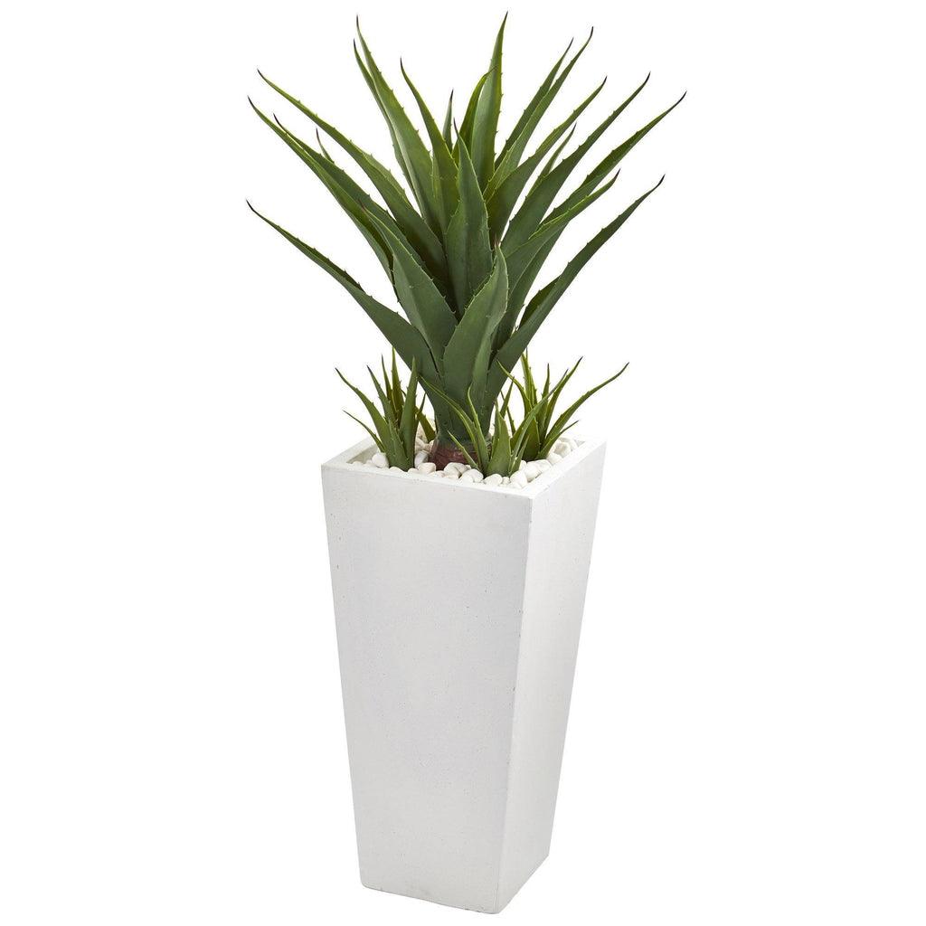 40” Spiky Agave Artificial Plant in White Planter - zzhomelifestyle