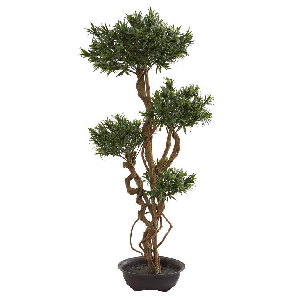 4.5’ Bonsai Styled Podocarpus Artificial Tree - zzhomelifestyle