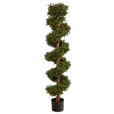 5’ Boxwood Spiral Topiary Artificial Tree (Indoor/Outdoor) - zzhomelifestyle