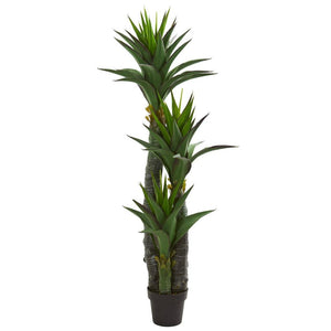 5’ Decorative Yucca Artificial Tree in Black Planter - zzhomelifestyle