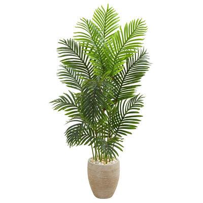 5’ Paradise Palm Artificial Tree in Sand Colored Planter - zzhomelifestyle