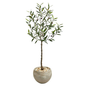 50” Olive Artificial Tree in Sand Colored Planter - zzhomelifestyle