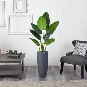 5.5’ Traveler's Palm Artificial Tree in Gray Planter - zzhomelifestyle